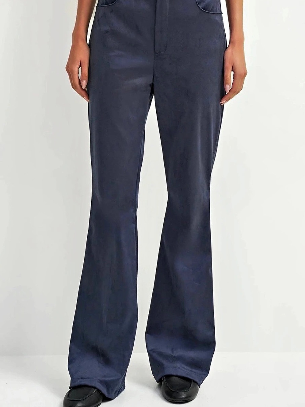 ASTRID Blue Nubuck Flare Pants Msrp $145